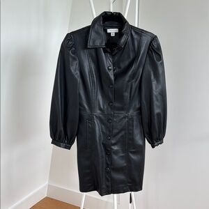 Top Shop Black Pleather dress with Puff Sleeves